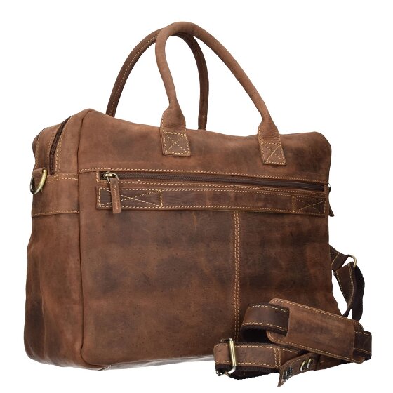 Greenburry Maletín Vintage de cuero con compartimento para el portátil de 40 cm