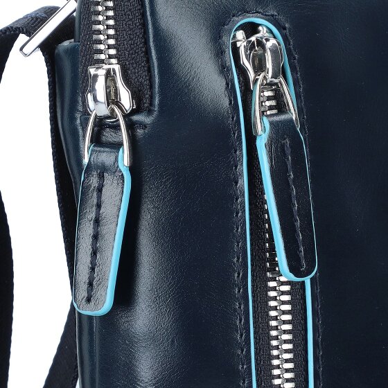 Piquadro Bolso cuadrado azul de cuero 21 cm