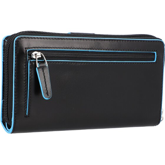 Piquadro Cartera cuadrada azul de piel RFID 17,5 cm