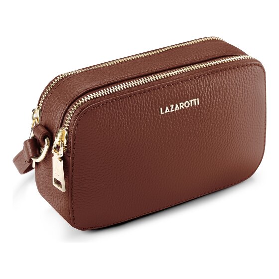 Lazarotti Bolso bandolera de piel de Bolonia Bolso para cámara de piel con doble cremallera 18 cm