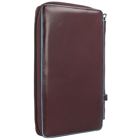 Piquadro Estuche de viaje cuadrado azul de piel 14 cm