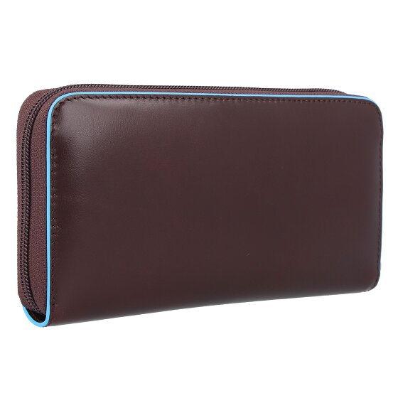 Piquadro Billetera cuadrada azul de cuero RFID 19 cm