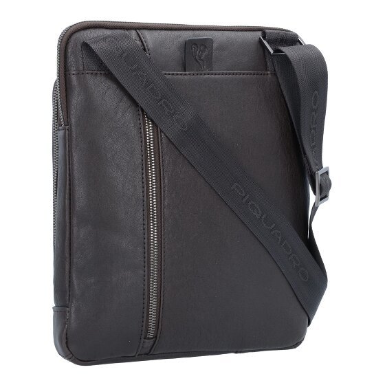 Piquadro Bolso cuadrado negro de cuero 24 cm