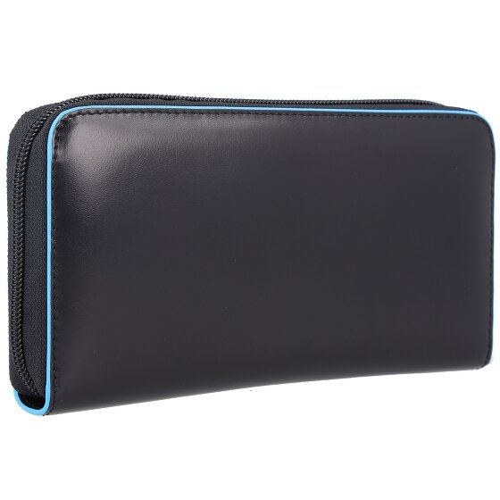 Piquadro Billetera cuadrada azul de cuero RFID 19 cm