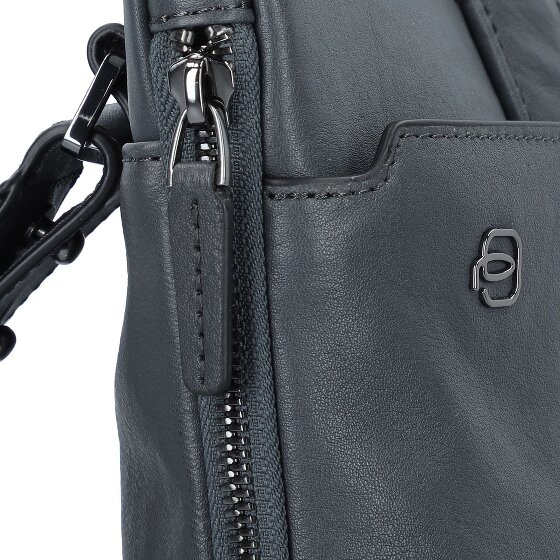 Piquadro Maletín cuadrado negro de piel 42 cm Compartimento para el portátil