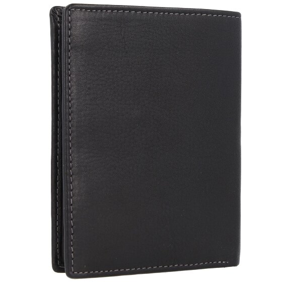 Greenland Nature Billetera de napa negra de cuero RFID 9,5 cm