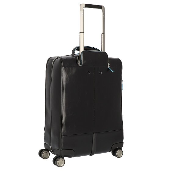 Piquadro Trolley de piel cuadrado azul de 4 ruedas con compartimento para portátil de 55 cm