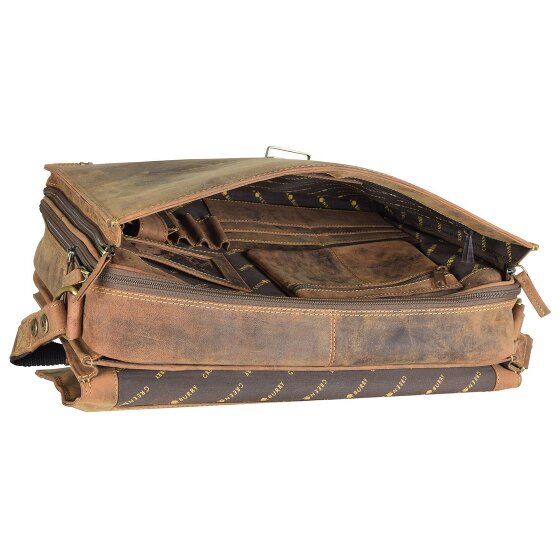 Greenburry Maletín Vintage de cuero con compartimento para el portátil de 40 cm