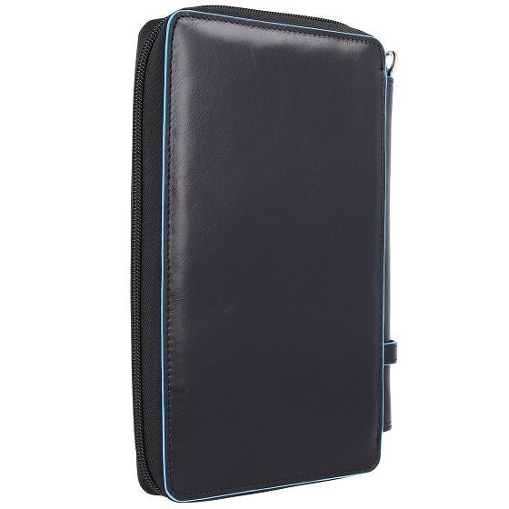 Piquadro Estuche de viaje cuadrado azul de piel 14 cm