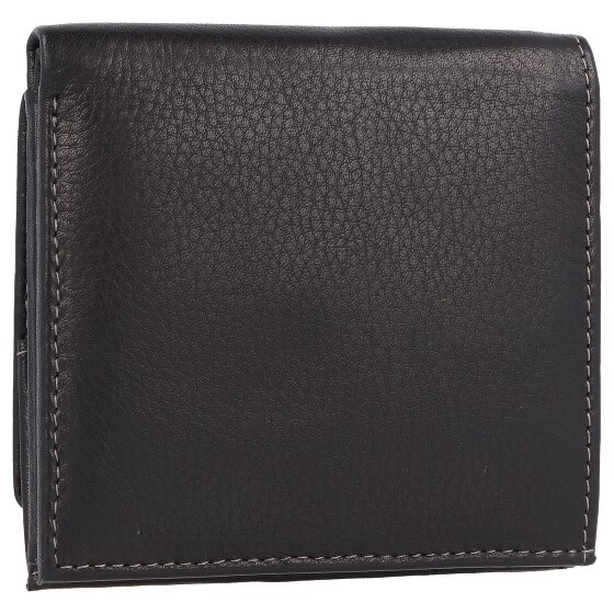 Greenland Nature Billetera de napa negra de cuero RFID 9,5 cm