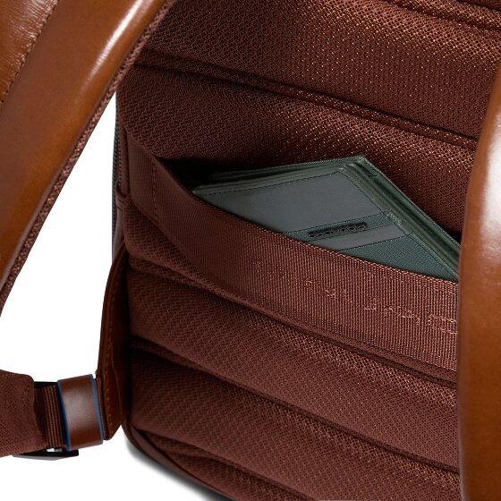 Piquadro Blue Square Mochila de día Protección RFID Piel 37 cm Compartimento para el portátil