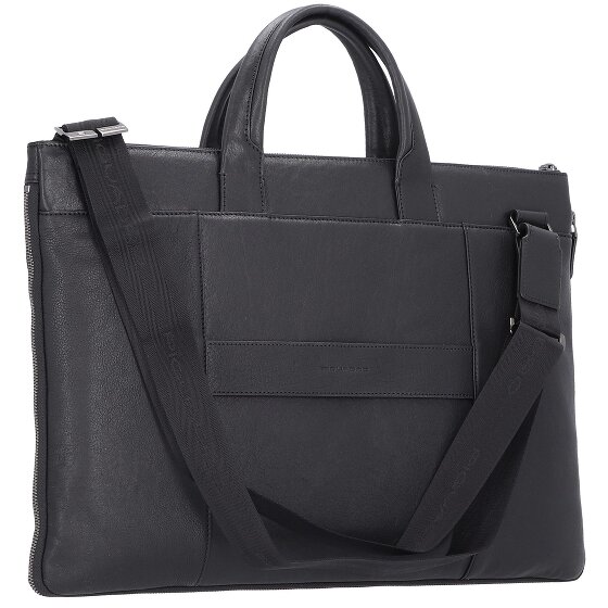 Piquadro Bolsa cuadrada negra para portátil Piel 47 cm