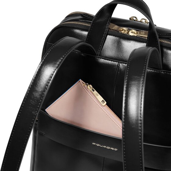 Piquadro Blue Square Mochila de día Protección RFID Piel 37 cm Compartimento para el portátil