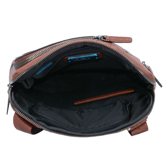 Piquadro Bolso cuadrado negro de cuero 24 cm