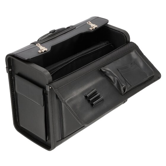 Dermata Trolley de cuero de 2 ruedas con compartimento para portátil de 45,5 cm