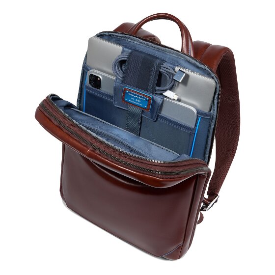 Piquadro Blue Square Mochila de día Protección RFID Piel 37 cm Compartimento para el portátil