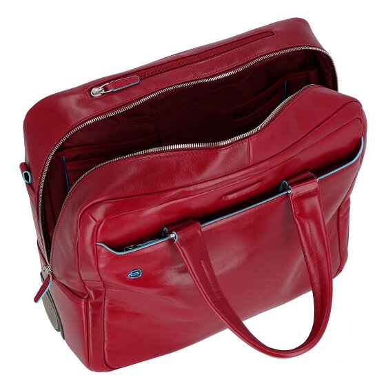 Piquadro Trolley azul cuadrado de 2 ruedas de cuero con compartimento para el portátil de 36 cm