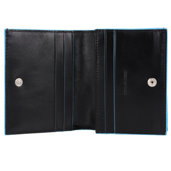 Piquadro Billetera cuadrada azul de cuero 11 cm