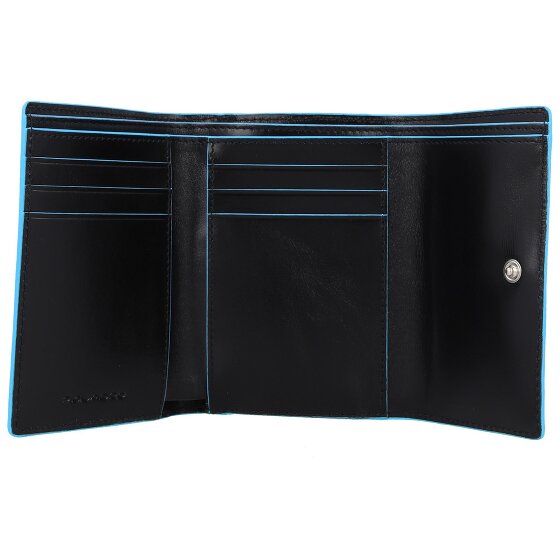 Piquadro Billetera cuadrada azul de cuero RFID 12 cm
