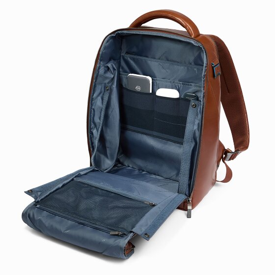 Piquadro Blue Square Mochila de día Protección RFID Piel 39 cm Compartimento para el portátil