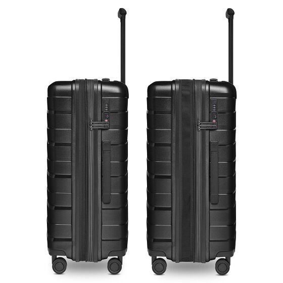 Bergpfeil Juego de maletas de viaje de 4 ruedas, 3 piezas, con plegado extensible