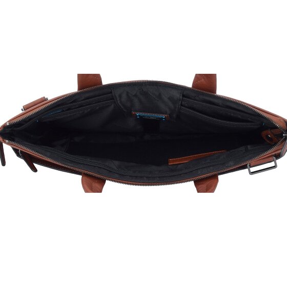 Piquadro Maletín cuadrado negro de piel 42 cm Compartimento para el portátil