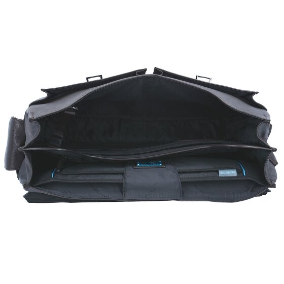 Piquadro Maletín cuadrado negro de piel 43 cm Compartimento para portátil