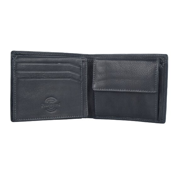 Greenland Nature Billetera de napa negra de cuero RFID 11 cm