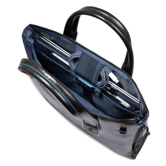 Piquadro Blue Square Bolsa de compras Piel 38 cm Compartimento para el portátil con pliegue de expansión