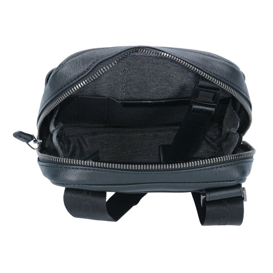 Piquadro Bolso cuadrado negro de cuero 17 cm