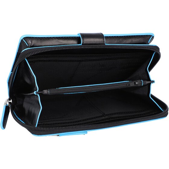 Piquadro Cartera cuadrada azul de piel RFID 17,5 cm