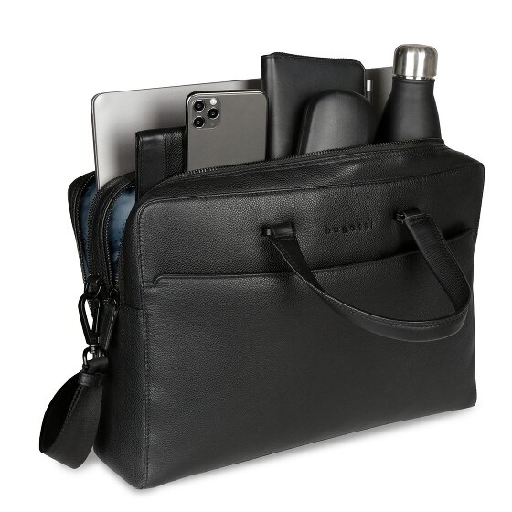 bugatti Black Maletín Piel 38 cm Compartimento para el portátil