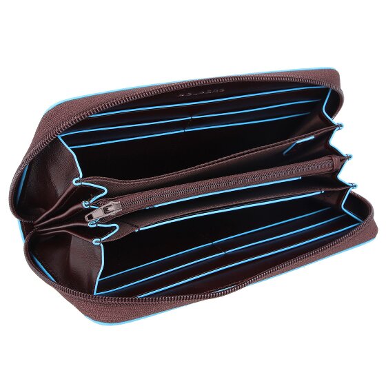 Piquadro Billetera cuadrada azul de cuero RFID 19 cm