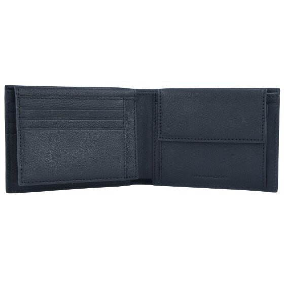 Piquadro Cartera cuadrada negra de piel RFID 12,5 cm