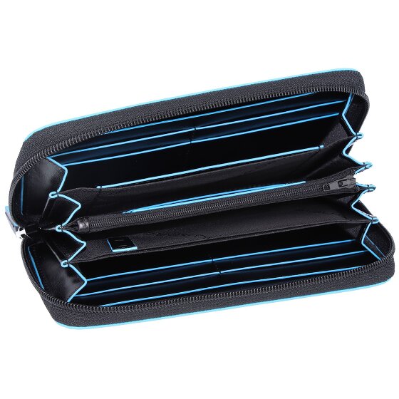 Piquadro Billetera cuadrada azul de cuero RFID 19 cm