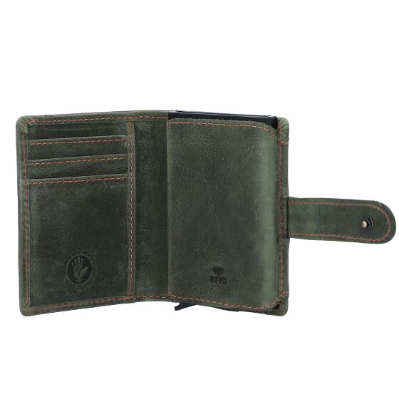 Greenburry Billetera original vintage de cuero RFID 8 cm