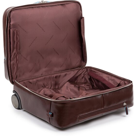 Piquadro Trolley de negocios cuadrado azul de 2 ruedas de piel 37 cm Compartimento para portátil