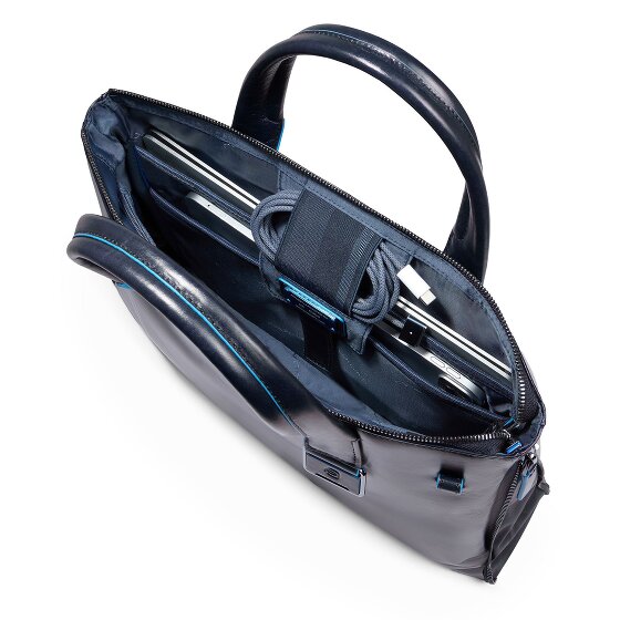 Piquadro Blue Square Bolsa de compras Piel 38 cm Compartimento para el portátil con pliegue de expansión