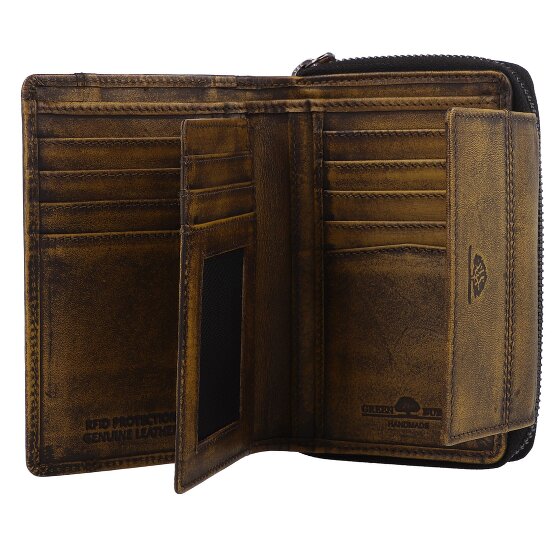 Greenburry Destressed Cartera Protección RFID Piel 13.5 cm