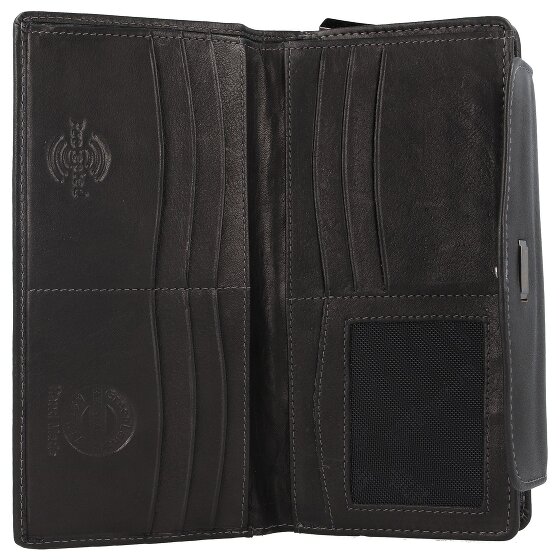 Greenland Nature Billetera de napa negra de cuero RFID 19 cm