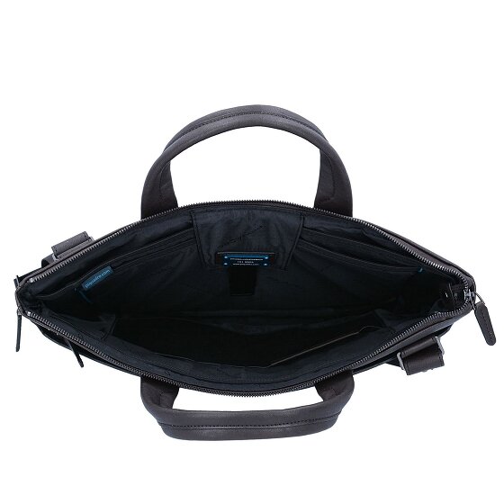 Piquadro Maletín cuadrado negro de piel 42 cm Compartimento para el portátil