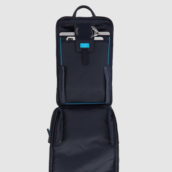 Piquadro Blue Square Revamp Mochila de negocios Protección RFID Piel 43 cm Compartimento para el portátil