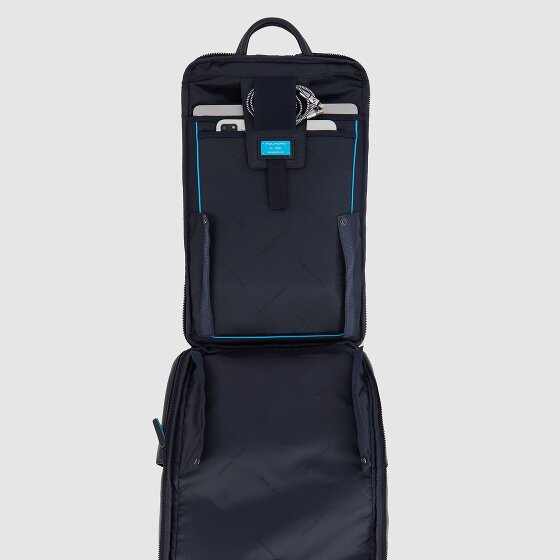 Piquadro Blue Square Revamp Mochila de negocios Protección RFID Piel 43 cm Compartimento para el portátil