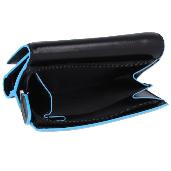 Piquadro Billetera cuadrada azul de cuero RFID 12 cm