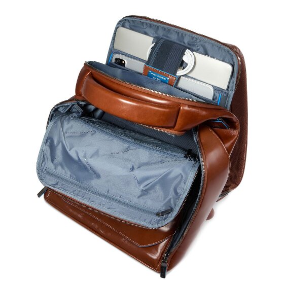 Piquadro Blue Square Mochila de día Protección RFID Piel 39 cm Compartimento para el portátil