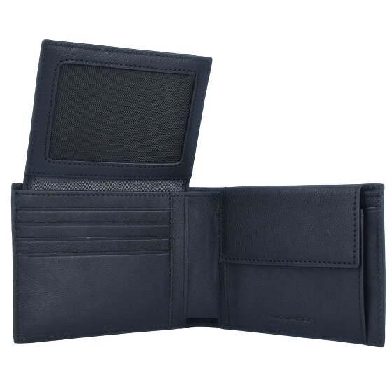 Piquadro Cartera cuadrada negra de piel RFID 12,5 cm