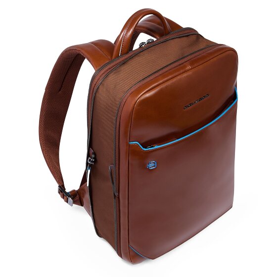 Piquadro Blue Square Mochila de día Protección RFID Piel 37 cm Compartimento para el portátil