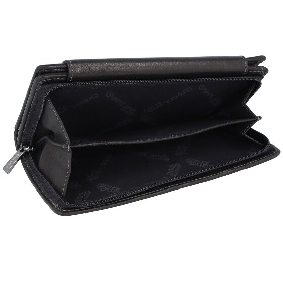 Greenland Nature Billetera de napa negra de cuero RFID 19 cm