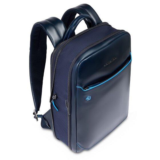 Piquadro Blue Square Mochila de día Protección RFID Piel 37 cm Compartimento para el portátil