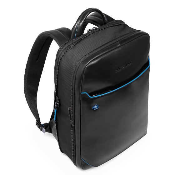 Piquadro Blue Square Mochila de día Protección RFID Piel 37 cm Compartimento para el portátil